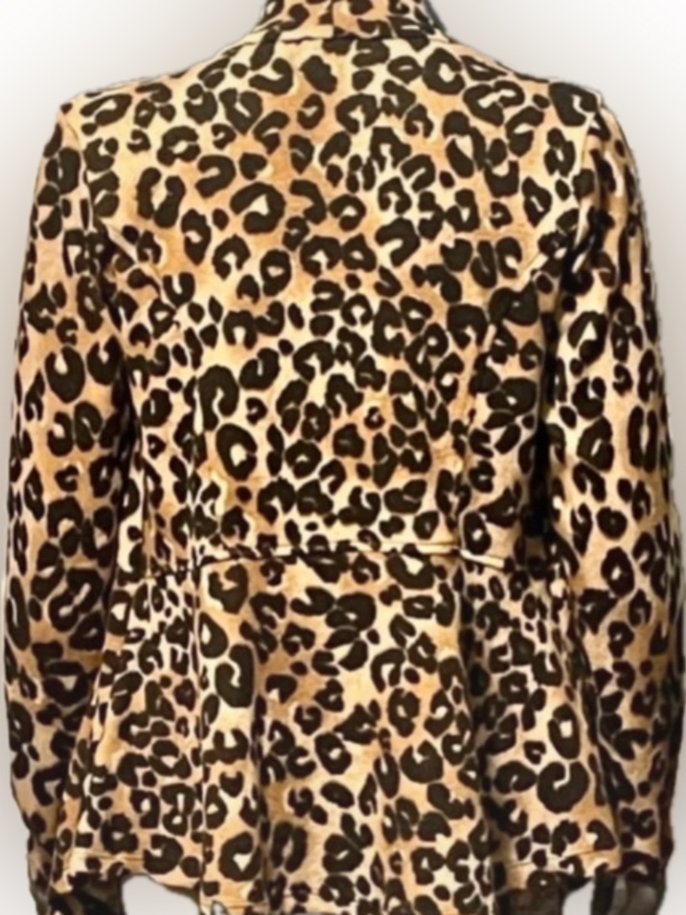 Roz & Ali XS Cardigan Open Front Asymmetrical Hem Leopard Print GUC - Picture 2 of 7